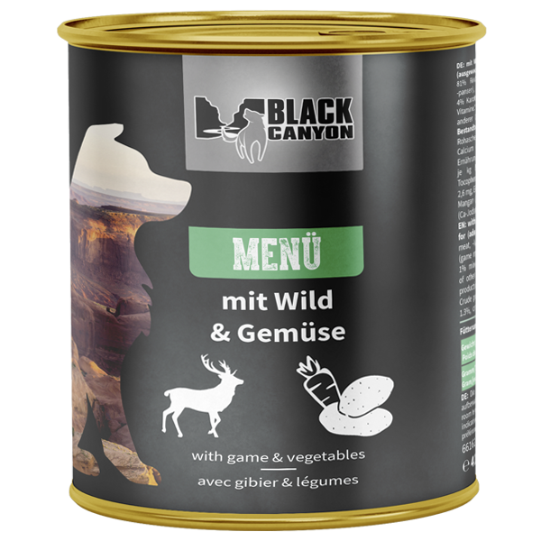 BLACK CANYON dog menü - mit Wild und Gemüse 410 g / 820 g