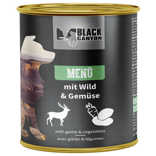 BLACK CANYON dog menü - mit Wild und Gemüse 410 g / 820 g