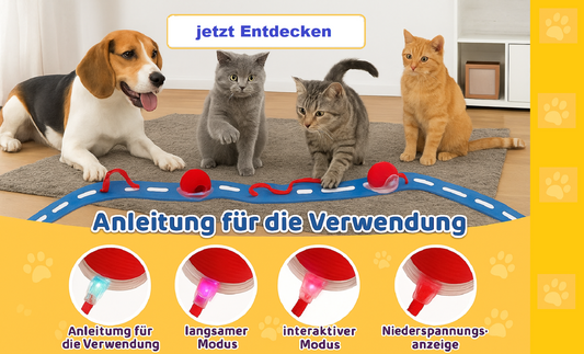 Elektrisch Katzenball Interaktives Katzenspielzeug Ball Katze Cat Hund Dog USB Aufladbar