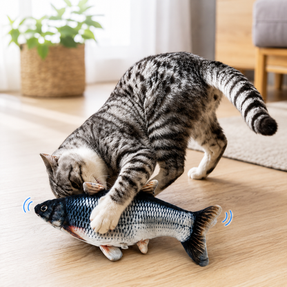 Interaktiver Zappelfisch 30 cm USB aufladbar Katzenminze Katzenspielzeug Fisch