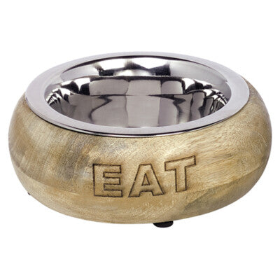 Nobby Edelstahlnapf Eat mit Holzring Mangoholz Fressnapf Futternapf Hund Katze