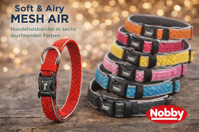 Nobby Halsband MESH AIR - XS/S/M/L/XL - 6 Farben Nylon Meshgewebe Hundehalsband