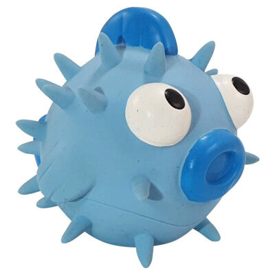 Nobby Hundespielzeug Kugelfisch 11cm Latex blau quietschend für Hunde Spielzeug