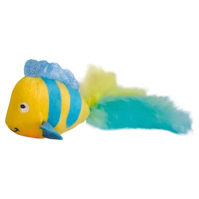 Nobby Katzenspielzeug Fisch mit Katzenminze LED Blinklicht Federn für Katzen