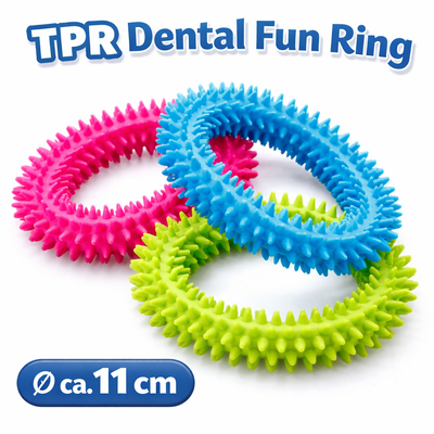 Kauspielzeug Hundespielzeug TPR Hund Dental FUN Zahnpflege Ring 11 cm