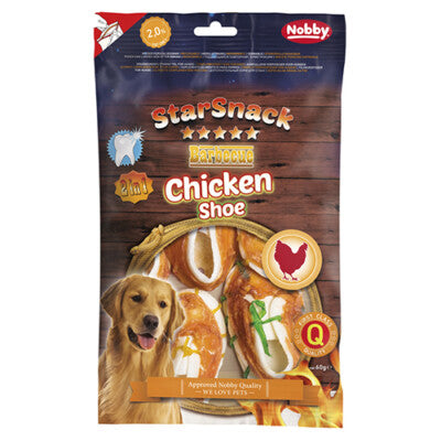 Nobby Barbecue Chicken Shoe coloured 60g Kauschuhe Denta Leckerli Snack Hund