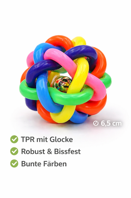 Hundespielzeug Katzenspielzeug - Ball TPR Gummi Knotenball  mit Glocke