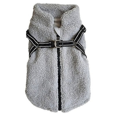 Nobby Hundemantel Plis 2 in 1 grau Teddyfleece inklusive Geschirr Hund Mantel