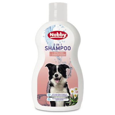 Nobby 2 in 1 Hunde Shampoo 300ml trockenes Fell beruhigt Haut Aloe Kamille
