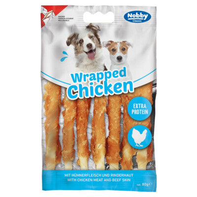 Nobby Hundesnack Wrapped Chicken 80g Chewing Rolls Denta Fun Kaustangen Leckerli
