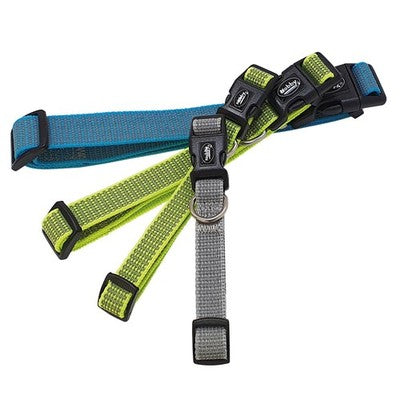 Nobby Halsband FULL REFLECT reflektiert gelb grau blau Hund Nylon Hundehalsband