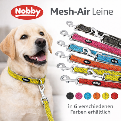 Nobby Leine MESH AIR 120 cm - 20/25/32 mm breit - Nylon Meshgewebe Hundeleine