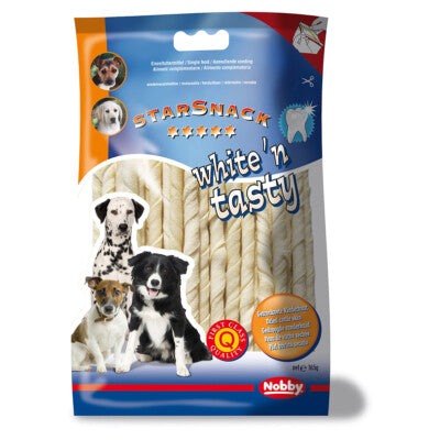Nobby White n Tasty Kausticks 165g Kaurollen getrocknete Rinderhaut gedreht