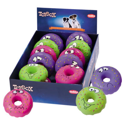 Nobby Hundespielzeug Donut mit Gesicht 12cm Latex quietschend Hund Spielzeug