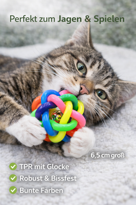 Hundespielzeug Katzenspielzeug - Ball TPR Gummi Knotenball  mit Glocke