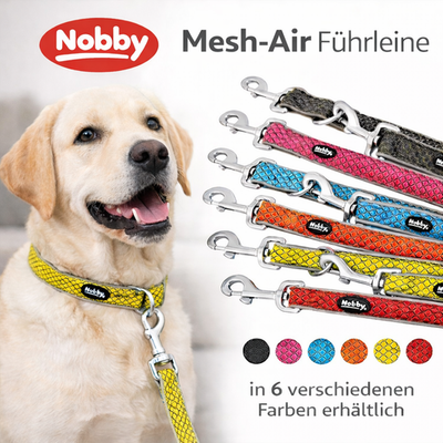 Nobby Führleine MESH AIR 200 cm - 20/25/32 mm breit Nylon Meshgewebe Hundeleine