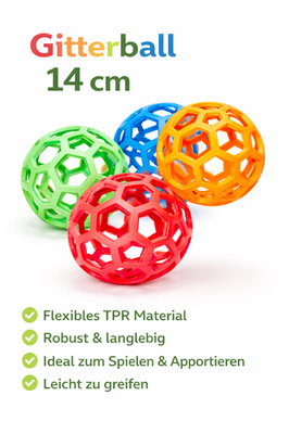 Vollgummi Spielzeug Gitterball Hundespiel Kauspielzeug Ball Gummiball 14 cm L
