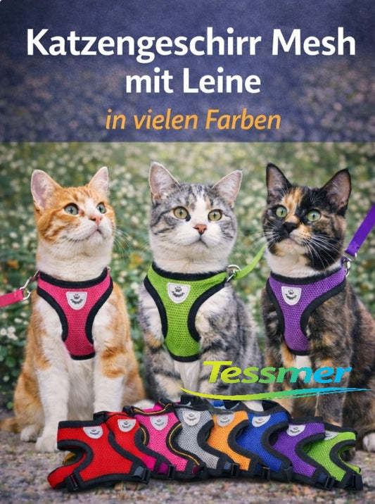 Katzengeschirr mit Leine Mash Soft Verstellbar Katze Cat Geschirr