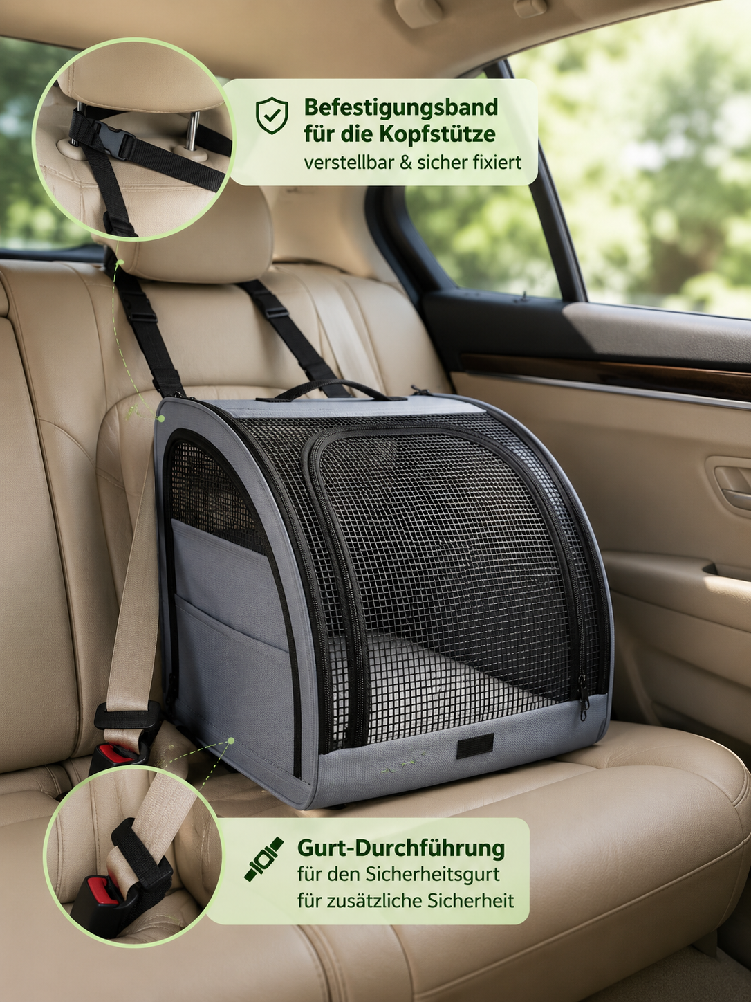 Autotransporttasche Hundebox Auto faltbar Hund Katze 50x48x49cm Kennel Transport