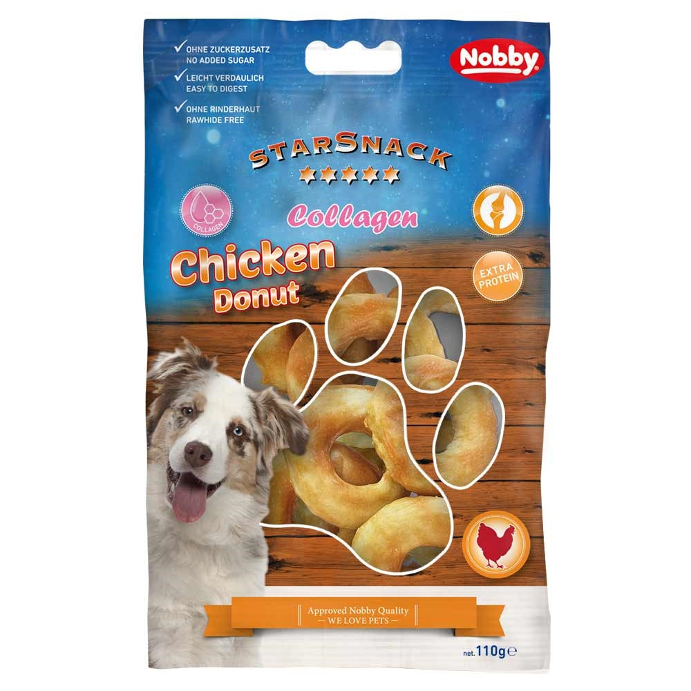 Nobby Hunde Leckerli BBQ Chicken Donuts Kollagen für gesunde Gelenke 110g Snack