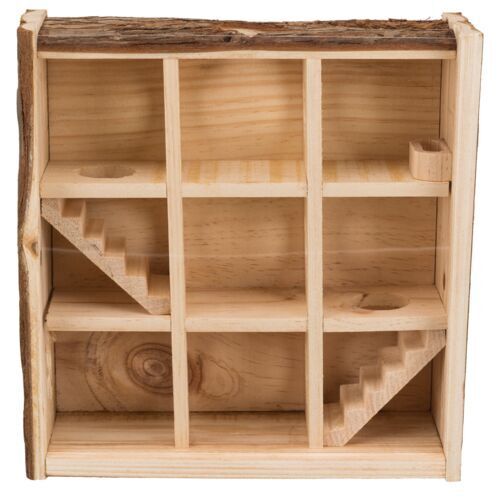 Turm mit 9 Kammern, Hamster Mäuse Rindenholz 30 × 30 × 10 cm Spielturm