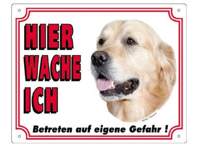 Warnschild 25 x 20 cm "Hier wache ich" Außen Innen Warnung Warntafel Hund 