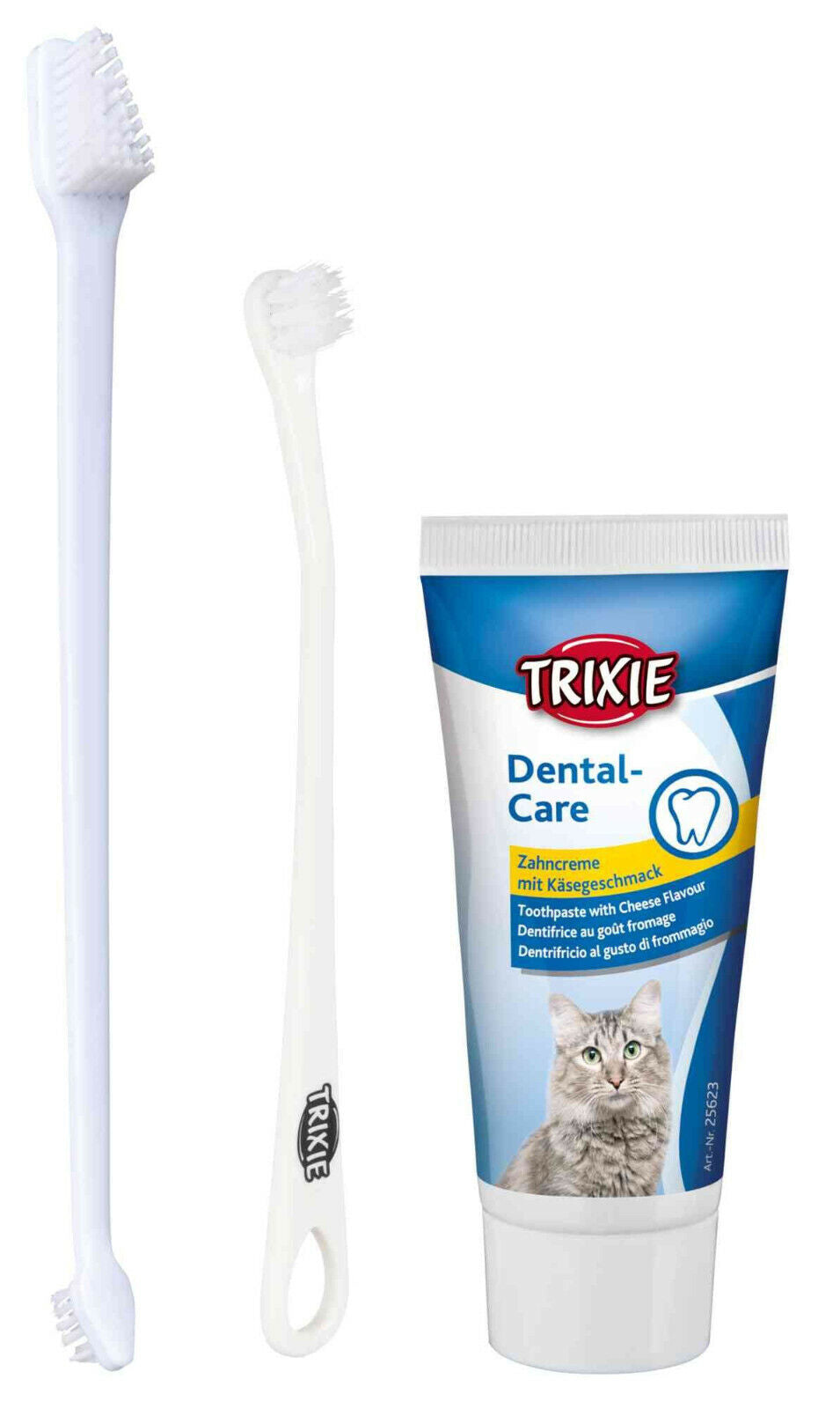 Trixie Hunde Katze Zahnpflegeset Zahnpasta Zahnbürste Gel Spar Wasser Cream*