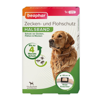 Beaphar Zecken- und Flohschutz Halsband f. Hunde 65 cm beige Ungezieferhalsband