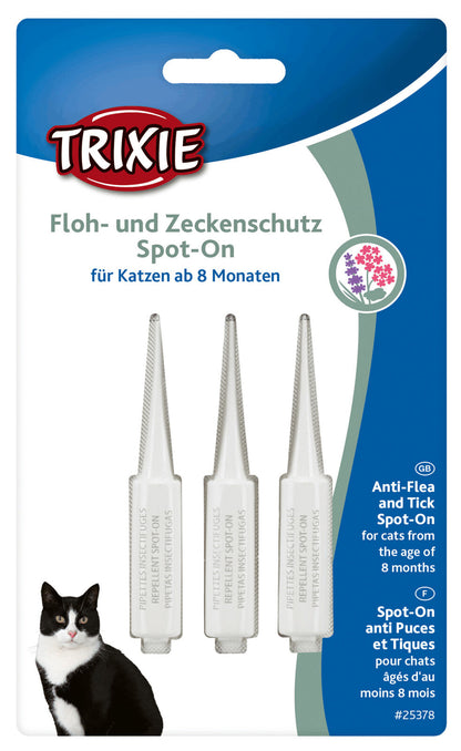 3 x TRIXIE Spot On Floh-u. Zeckenschutz 3 x 1 ml Flöhe Zecken Milben Katze adult