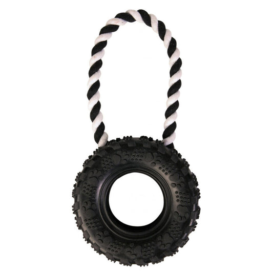 Trixie Hundespielzeug Reifen am Seil, Naturgummi Dog Spielzeug   15 cm / 32 cm