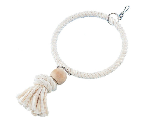 Nobby  Cage Toy, Baumwollring mit Holzklotzweiss gross; 24/36 cm Sittiche Vögel
