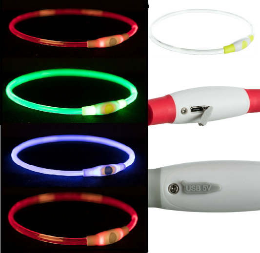 Trixie LED Leuchthalsband Leuchtring Leuchtband Light Band USB kürzbar Silikon