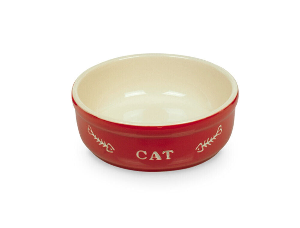 Nobby Napf  Katzen Keramikschale "CAT"rot / beige  13,5 X 5 cm