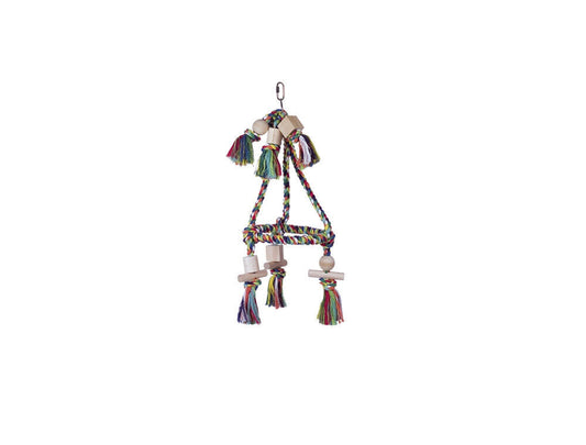 Nobby  Cage Toy, Pyramide Baumwolle mit Holzbloeckenbunt 19 cm; 45 cm Vogel