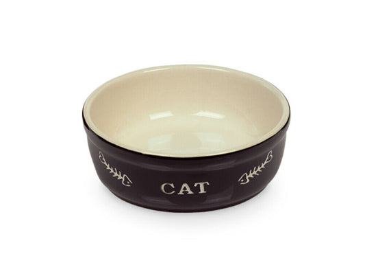 Nobby Napf  Katzen Keramikschale "CAT"schwarz / beige  13,5 X 5 cm
