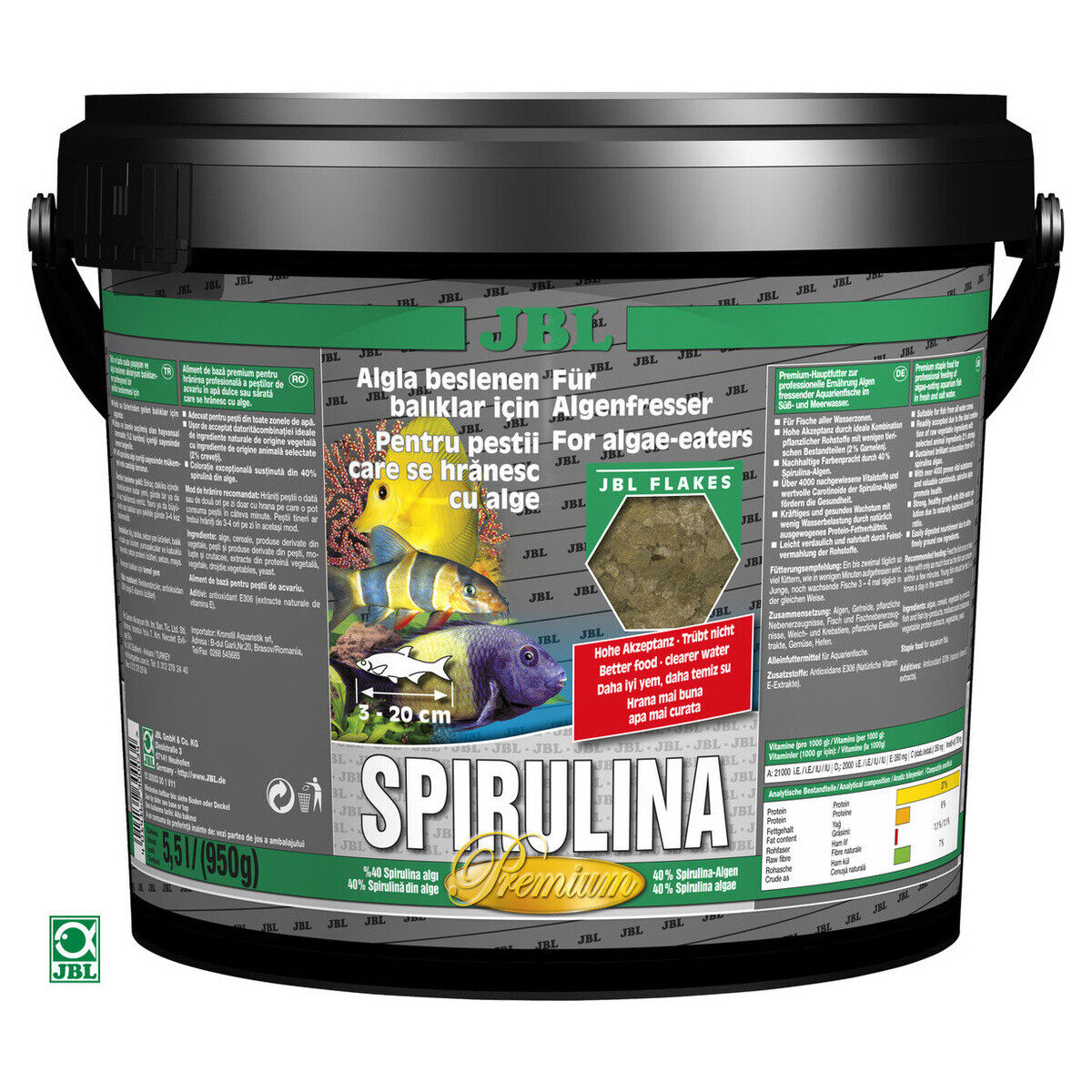 JBL Spirulina Premium Hauptfutter Fische Algen 250 ml Flocken