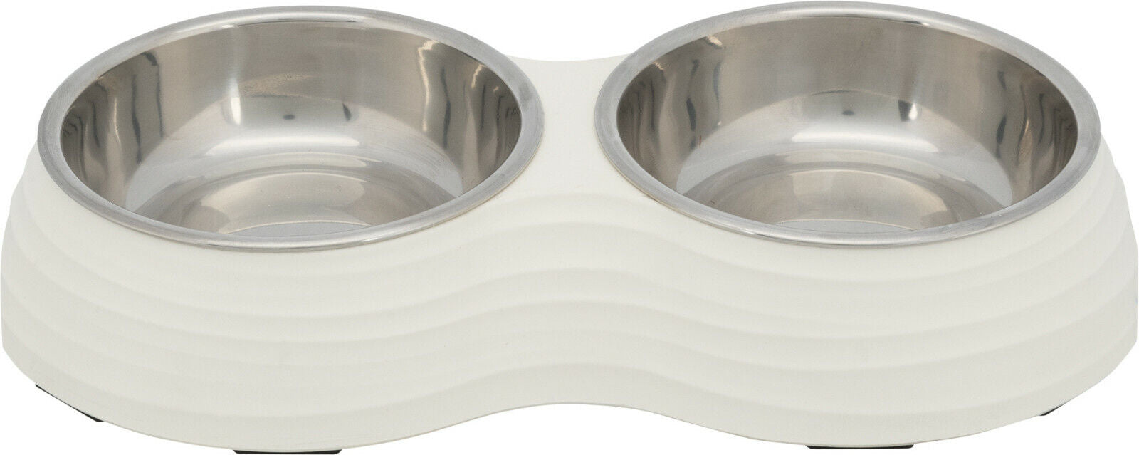 Trixie Napf-Set, Napfset Napf Melamin/Edelstahl weiß Hund 2 × 0,4 l 32 × 6 × 17 