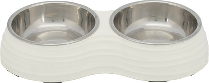 Trixie Napf-Set, Napfset Napf Melamin/Edelstahl weiß Hund 2 × 0,4 l 32 × 6 × 17 
