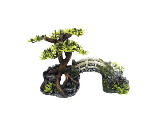 Nobby  Aqua Ornaments "BRueCKE MIT BONSAI" mit Pflanzen20,3 x 9,0 x 14,0 cm