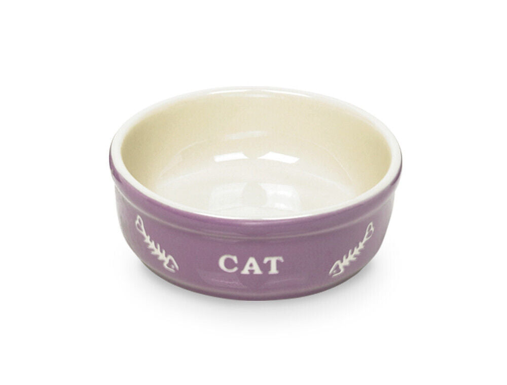 Nobby Napf  Katzen Keramikschale "CAT"lila / beige  13,5 X 5 cm