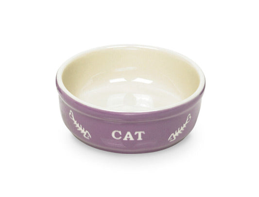 Nobby Napf  Katzen Keramikschale "CAT"lila / beige  13,5 X 5 cm