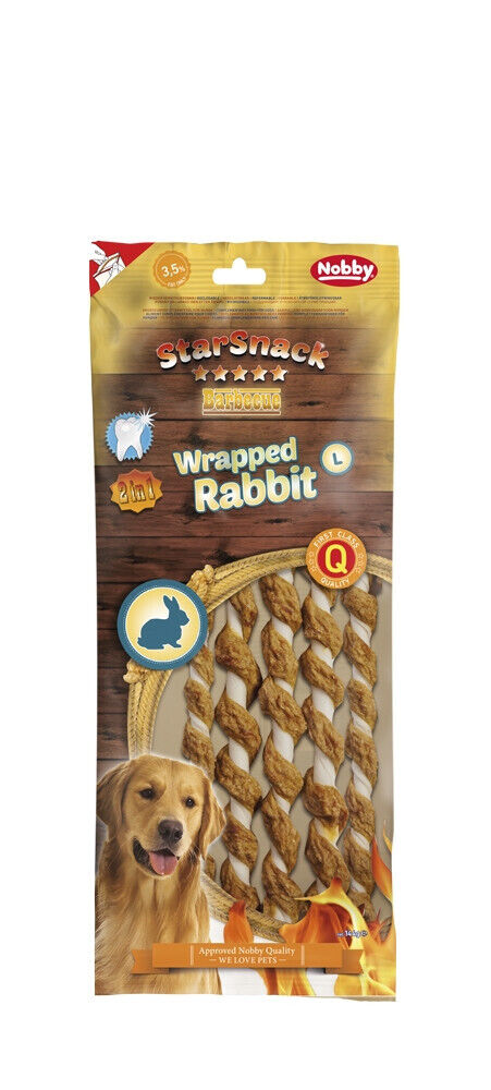 Nobby Hund Snack Leckerlie StarSnack Barbecue Wrapped Rabbit  144 g; 5 St; 25 cm