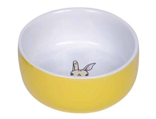 Nobby  Nager Keramik Napf "Rabbit"gelb/weiss   11cm x 4,5 cm