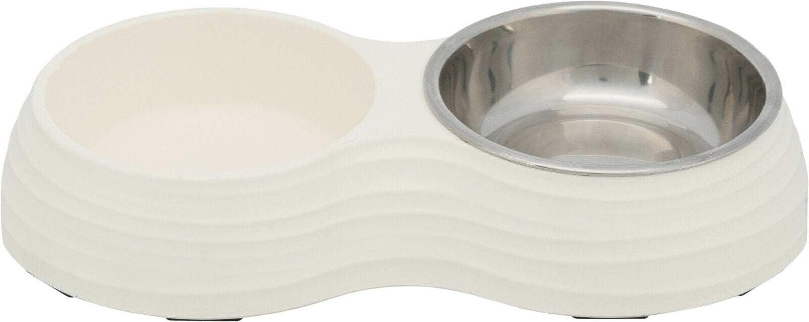 Trixie Napf-Set, Napfset Napf Melamin/Edelstahl weiß Hund 2 × 0,4 l 32 × 6 × 17 