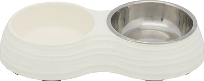 Trixie Napf-Set, Napfset Napf Melamin/Edelstahl weiß Hund 2 × 0,4 l 32 × 6 × 17 