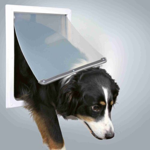 2-Wege Freilauftür für Hunde, mit Tunnel M–XL: 39 × 45 cm, weiß