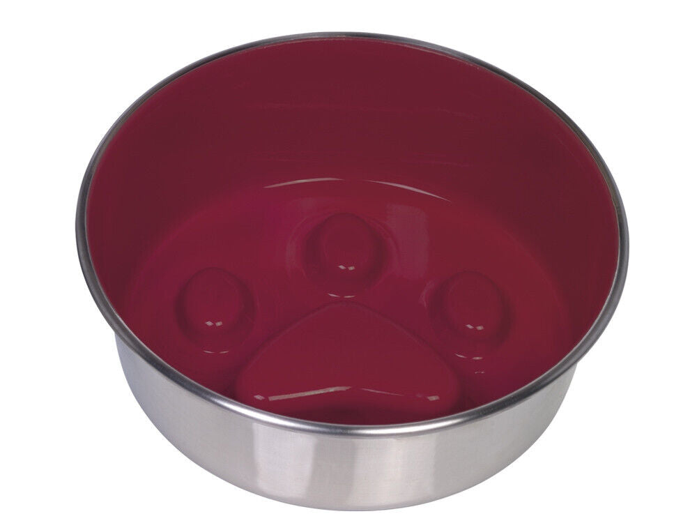 Nobby  Anti-Schling Edelstahlnapf "PAW", rutschfestrot; 20 cm 1,60 ltr