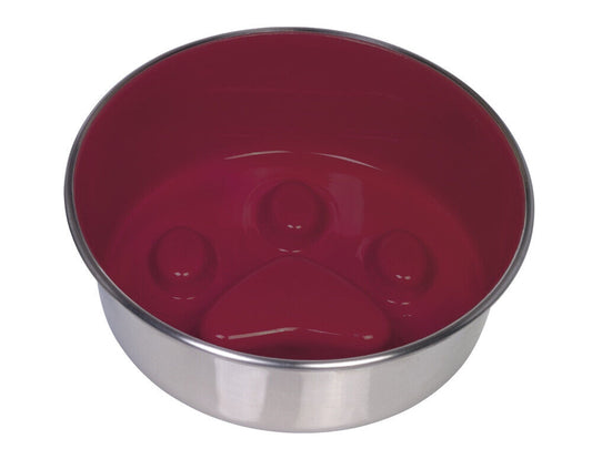 Nobby  Anti-Schling Edelstahlnapf "PAW", rutschfestrot; 20 cm 1,60 ltr