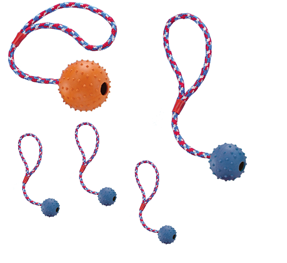 Nobby Vollgummi Ball mit Seil - Hundespiel Wurfseil Apportierspiel - mit Glocke