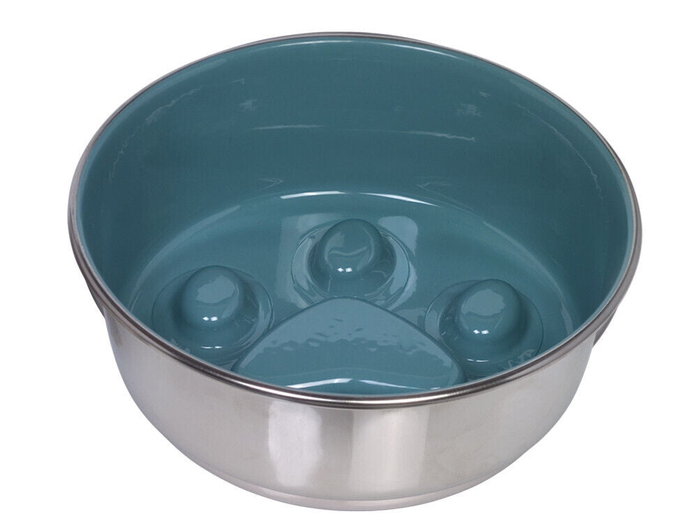 Nobby  Anti-Schling Edelstahlnapf "PAW", rutschfestgraugruen; 20 cm 1,60 ltr